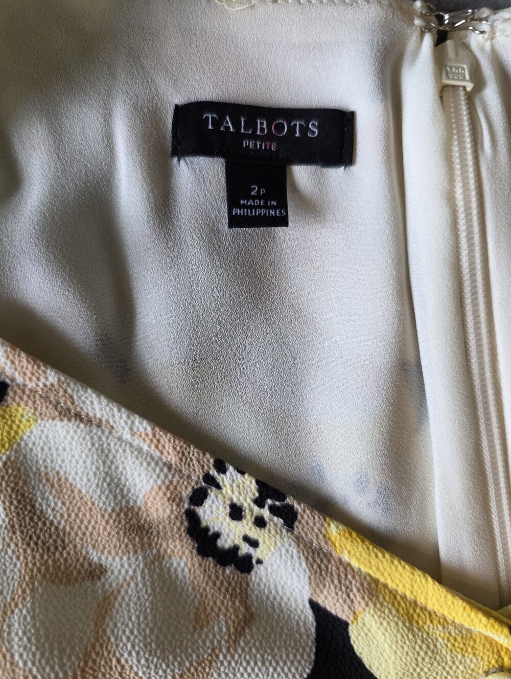 Talbots Pippy Poppies Yellow Floral Crepe Midi Dress 2P - Picture 5 of 11